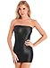 Rswnyirn Women's Glossy Sheer Strapless Mini Dress Bodycon Sleeveless Tube Night Club Short Dress Black Large