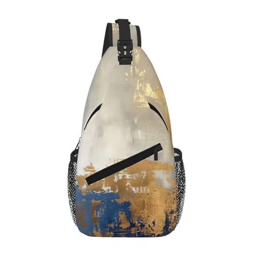 Bolsa de pecho cruzada azul y blanca ligera para diario y senderismo