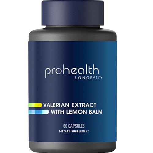 ProHealth Valerian Extract + Lemon Balm (60 Capsules) 160 mg Valerian + 80 mg Lemon Balm | Relaxation & Sleep Support | No Morning Grogginess | Vegan | Gluten Free | Soy Free