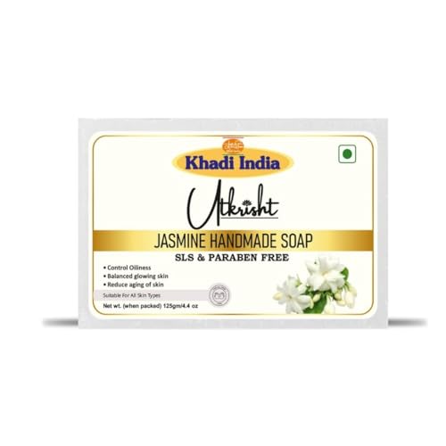 Image of Khadi Jasmine Handmade Bathing Soap Bar 125g | Natural & Herbal Soap for Glowing Skin | Helps Control Acne & Blemishes | Deep Moisturizing & Skin Brightening | Suitable for All Skin Types