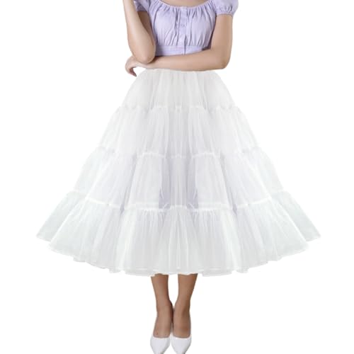 CHERRY LOVE 4 Tiers Tea Length Plus Puffy Tulle Petticoat Twice the Puffiness of Ordinary Underskirt