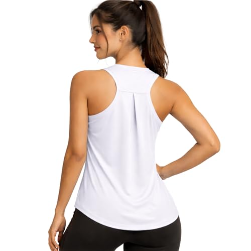 Womens Workout Tops Racerback Athletic Tank Top, Lightweight Relaxed Fit