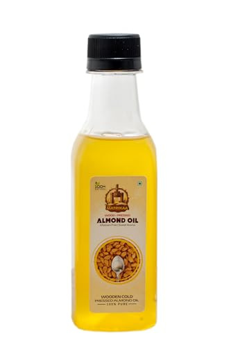 Image of Sarv Matrikaa Wood Pressed Almond Oil (250ml)- 100% Pure & Natural | Cold Pressed | Sweet Aroma | Aflatoxin Free | Edible & Skin Use
