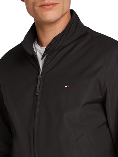 Tommy Hilfiger Herren Windbreaker Jacke Harrington Wasserabweisend, Schwarz (Black), S – Ansicht 3