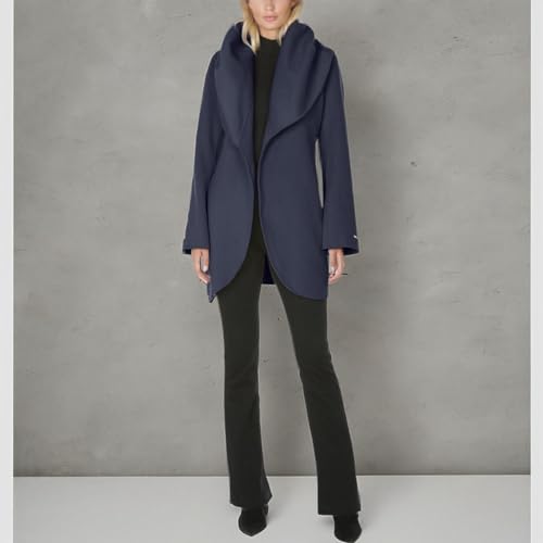 Image of TAHARI Womens Double-faced Luxury Soft Wool Blend Peacoat Removable Belt Wool Coat Oversized Collar