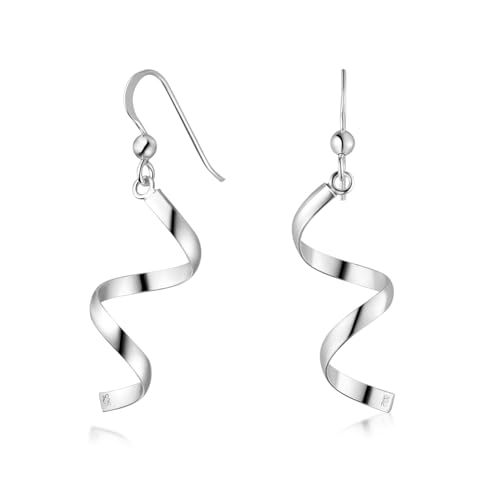 MATERIA 925 Silber Ohrhänger Spirale - Damen Ohrringe 15x50mm filigran #SO-117