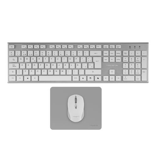 Tacens Zenith, Combo Inalámbrico 3en1 con Tecnología DualLink 2.4 GHz, Teclado Completo Full-Size con SmartKey Copilot AI, Ratón Óptico 3200 dpi, Alfombrilla Nanotextil, Idioma Español, Blanco - imagen 2
