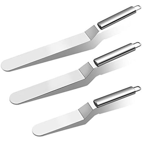 miuse Winkelpalette Torte 3 Stück Streichpaletten für Torten, Winkelpalette Set Edelstahl zum Backen, Torten selber machen, Tortendekoration aus Fondant Cover