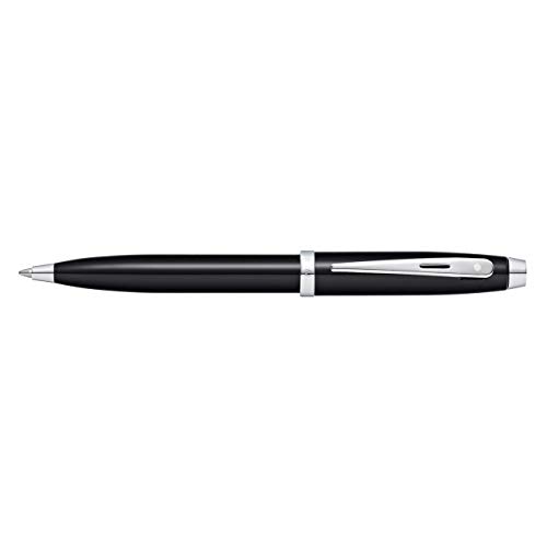 Sheaffer 100 canetas esferográficas de laca preta brilhante com acabamento cromado polido