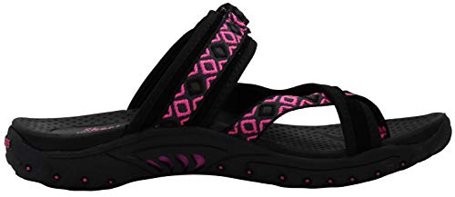 Skechers Skechers Women's Reggae Trailway Flip Flop, Black/Fuchsia, 9 W US