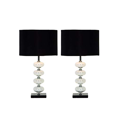 Deco 79 40023 Black and Pearl Metal Glass Table Lamp