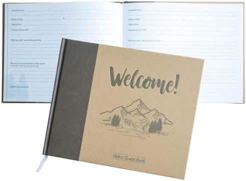 Paper 'n Such Cabin Guest Book for Vacation Homes -Kraft Hardcover- Registry Sign in Log Book Register Book for Business – Visitor Sign in Sheets - Cabins, Rentals, Vacation Homes - 120 Pages - 10x8