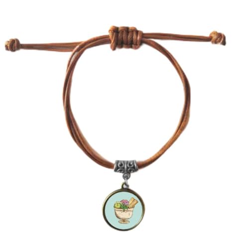 Bracelet feuilles biscuit et coupe de glace en cuir pour couple
