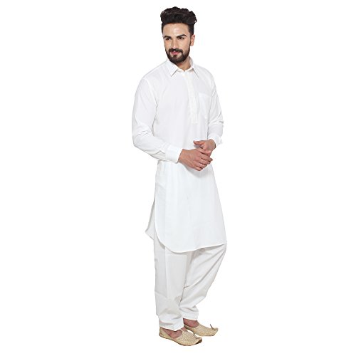 Sojanya (Since 1958 Men'S White Cotton Blend Pathani Kurta Salwar3