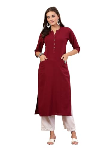 Image of Pistaa's Women's Cotton Straight Fit Straight Kurta