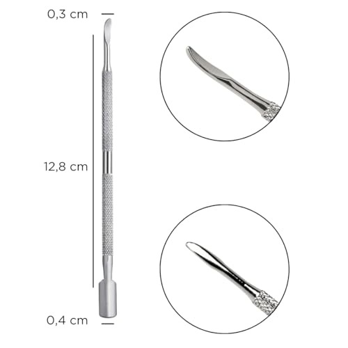 Kit 4 Espátulas Ponta Dupla Aço Inox Cutícula Podóloga Unhas