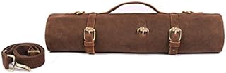 Heavy Duty 12OZ Waxed Canvas Chef Knife Roll, 10 Slots Knife Storage Case, Portable Knife Tool Bag Can Hold Knife Up to 18 with Convenient Carry Handle & Shoulder Strap HGJ1242