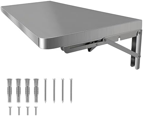 Stainless Steel Wall-Mounted Folding Table & Kitchen Shelf - 60x30cm Durable 0.8mm Thickness Space-Saving & Ideal for Laundry Brushed Finish Design