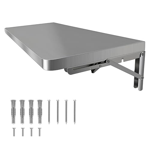 Table pliante murale en acier inoxydable robuste de 100 x 30 cm
