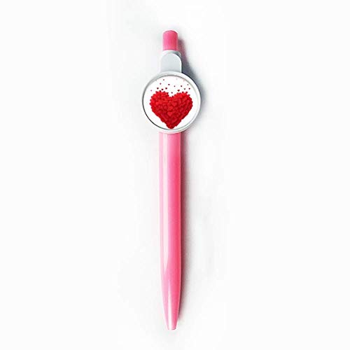 Stylo-bille rétractable motif cœurs rouges écriture bleue Saint Valentin