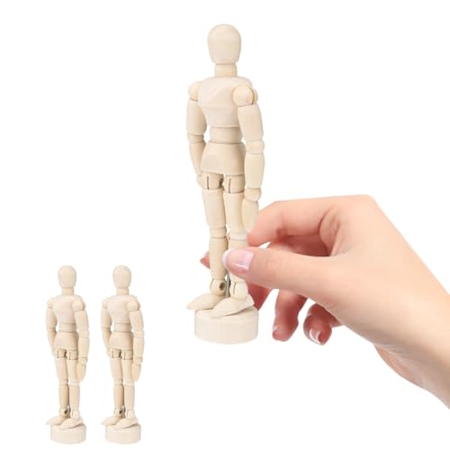 Image of DOITOOL Artists Wooden Manikin, 15 Pack 4.5 Inch Wooden Joints Drawing Mannequin, Artist Manikin with Stand, Flexible Posable Figure Model, Art Anatomy Sketch Props, Jointed Desktop Decoration