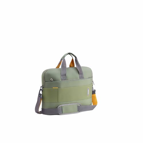 Image of American Tourister Urban Biz Office Briefcase | 2 Compartments | Front Quick-Access Pocket | Messenger Bag for Business | Adjustable & Detachable Shoulder Strap | Green