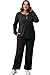 WIHOLL Lounge Sets for Women Two Piece Airport Outfits Plus Size Fall Fashion Sweat Set Casual Travel 2 Piece Loungewear Pajamas for Women Long Sleeve Workout Matching Sets Winter Clothing Black XXL