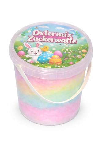 Ostermix Zuckerwatte Bunte Frühlings Edition im Eimer | 4 fruchtige Sorten | Perfekt als Ostergeschenk & Mitbringsel | 50g