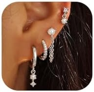 Gold Hoop Earrings for Women 14k Gold Dainty Pearl Drop Earrings Hypoallergenic Huggie Hoop Earrings Trendy Gold Jewelry Set for Sensitive Ears
