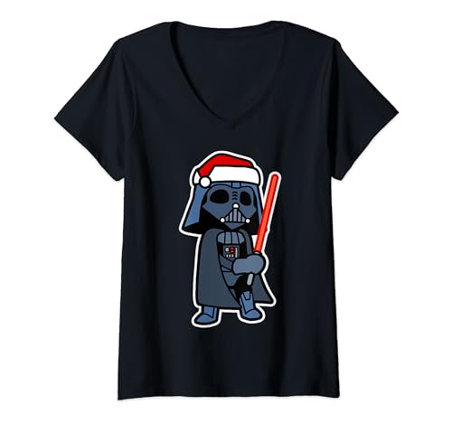 T-shirt Star Wars femme col V haut Dark Vador Noël cartoon