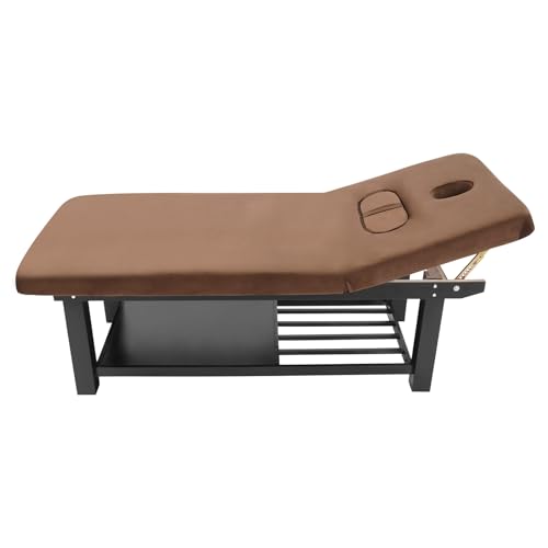 Ghankopd Portable Massage Table Professional Adjustable Massage Bed Beauty Bed for Salon Spa Lash Tattoo with 4 Legs and Storage Rack 74.8x31.5x24.4in (Brown)