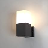 HLFVLITE Außenwandleuchte Edelstahl E27, Eckige Wandlampe Aussen Innen Aussenleuchte IP54 Hof, Garten, Terrasse, Balkon,