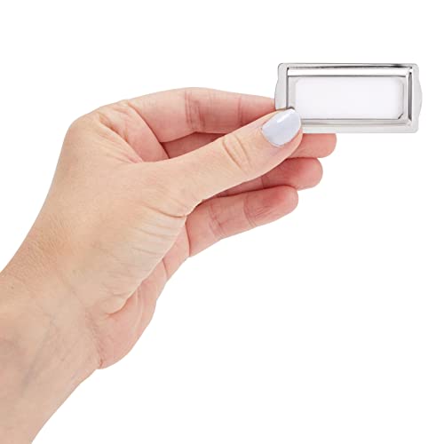 9 Pack Small Self Adhesive Metal Bookplates For Books, Drawers, Horizontal Label Holder For Drawer, File Cabinet, Shelves, Classroom, Library, Office (2 X 1 Inches) #TOP6