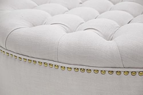 Baxton Studio Iglehart Linen Modern Tufted Ottoman, Beige #TOP4