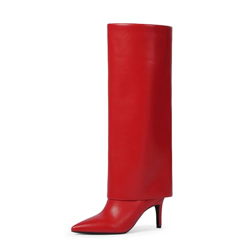 Image of VIUGJNEX Fold Over Boots for Women Fall Tall Knee High Boots