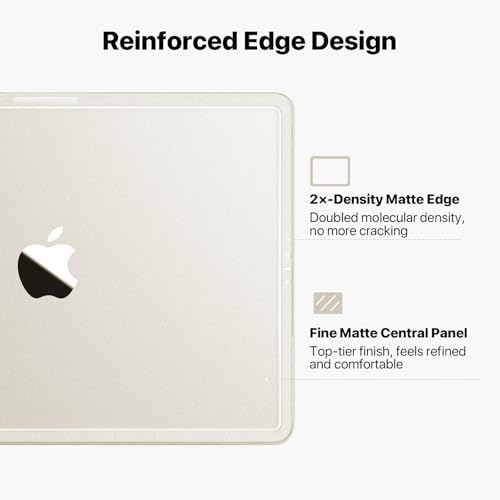 Image of Soonjet Compatible with MacBook Air 13 inch Case M5 M4 M3 M2 2026 2025-2022, Model A3449 A3240 A3113 A2681, [Pure Starlight Tone] Hard Shell Laptop Cover for MacBook Air 13.6 inch - Starlight Clear