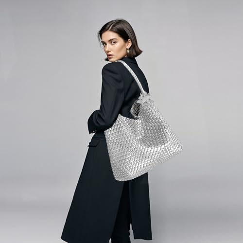 Image of Woven Tote Bag for Women, Shoulder Handbags, Beach Hobo, Handwoven Satchel Underarm Bag, Top-Handle Bag With Purses