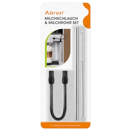 Aieve Milchschlauch Edelstahles Milchrohr und Reinigungsbürste Set kompatibel mit Siemens EQ6 plus ExtraKlasse/plus s700/s300 Bosch VeroAroma Kaffeevollautomat