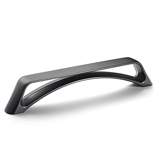 Goo-Ki 6 Pack 5-Inch Hole Center Arch Brushed Dark Steel Cabinet Handles Modern Simplicity Matte Black Drawer Pulls Zinc Alloy Contemporary Kitchen Hardware Designers Collection #TOP13