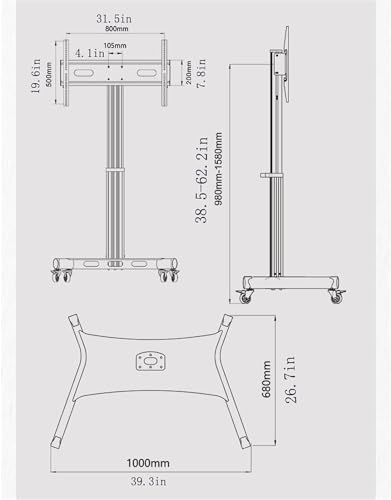 Soporte móvil universal para TV con ruedas miniatura 2