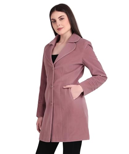 Image of Women's Wool Blend Long Coat with Stylish Lapel Collar and Button Closure - Elegant Winter Overcoat for Casual & Formal Wear