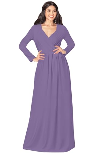Image of KOH KOH Womens Long Sleeve Empire Cocktail Elegant Evening Versatile Maxi Dress