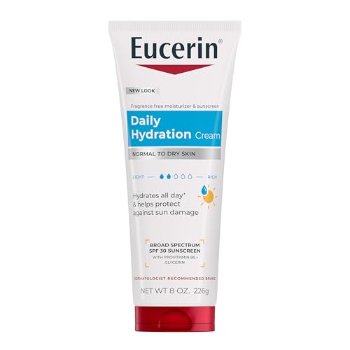 Eucerin Daily Hydration Broad Spectrum SPF 30 Sunscreen Body Cream for Dry Skin, Fragrance Free...
