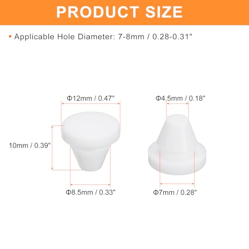 Image of uxcell 36 Pcs Silicone Plugs, Rubber Round Snap in Locking Hole Plugs for 7-8mm Hole, Hole Stoppers Waterproof Hole Plug for Metal Tube, Furniture End Caps Inserts, White
