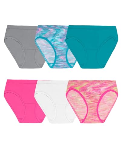 Fruit of the Loom Girls Seamless Hipsters 6 Pack, 10-12, Assorted 2