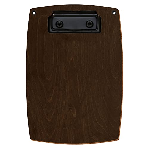 Bütic - Portapapeles convexo de madera de nogal, para A3, A4, A5, A6, con ojales para colgar, formato: A6, alto, abrazadera: pinza de sujeción negra Cover