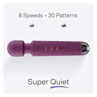 bed geek Wand Massaggiatore Portatile Senza Fili – Impermeabile, Ricaricabile USB, 20 Modalità di Vibrazione, 8 Velocità, Funzione Memoria, Silicone Morbido per la Pelle per un Rilassamento Totale