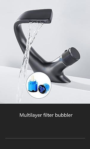 Robinet de salle de bain mitigeur lavabo vasque en laiton noir chrome