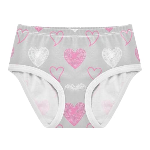 White Pink Hearts Gray Panties for Girl Toddler Underwear Custom Cotton Fun Kids Briefs Undies 2t