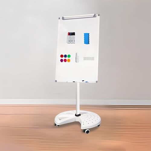 PonyLes ホワイトボード 自立式 マグネット対応 マーカー・消しゴム・ペンホルダー付き ロールタイプ・高さ調節可能 オフィス・家庭用 安定加厚スタンド付き (スターリーベース, 60cm*90cm)